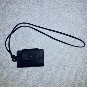 Longchamp Dark Blue Leather Card Holder